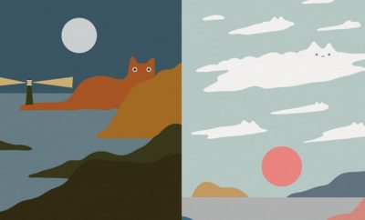 10 Ilustrasi Lanskap Pemandangan Minimalis untuk Pecinta Kucing