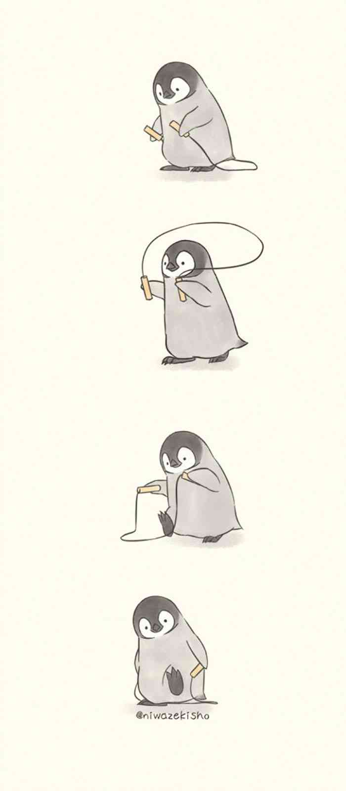 Ilustrasi Lucu Penguin Kecil Lakukan Tugas Harian Ini Sukses Bikin Gemas