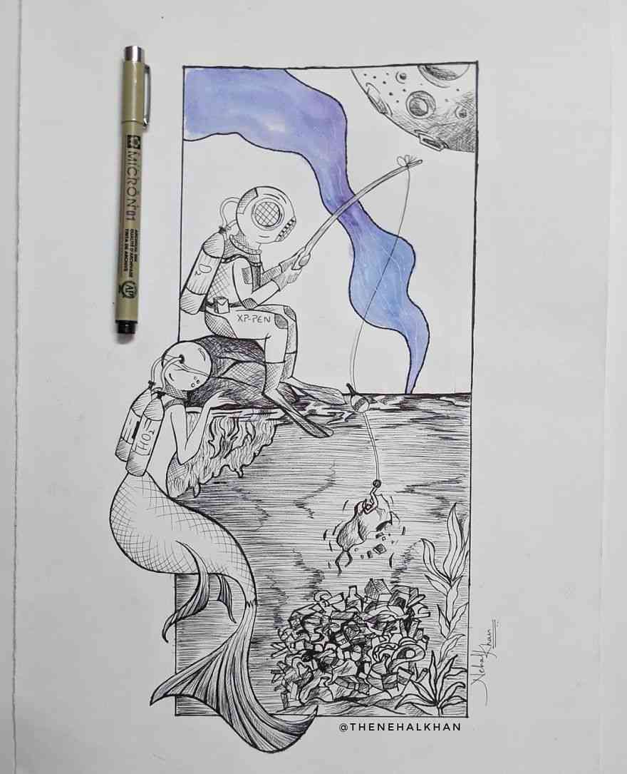 10 Ilustrasi Kreatif Rusaknya Laut Akibat Limbah Plastik