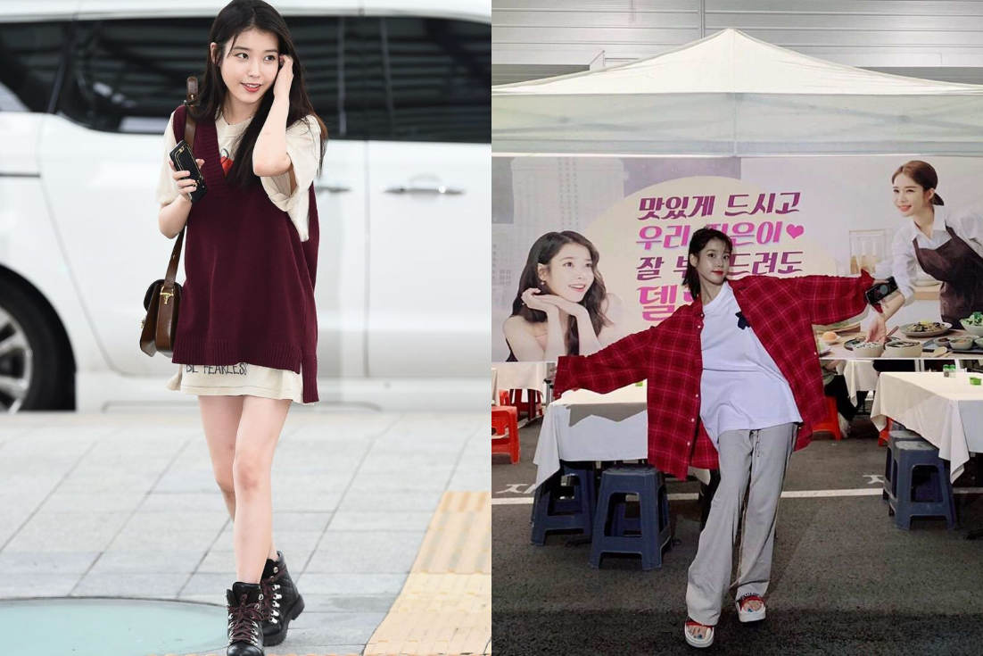 10 Inspirasi Outfit Warna  Merah  ala IU Tampak Cerah  