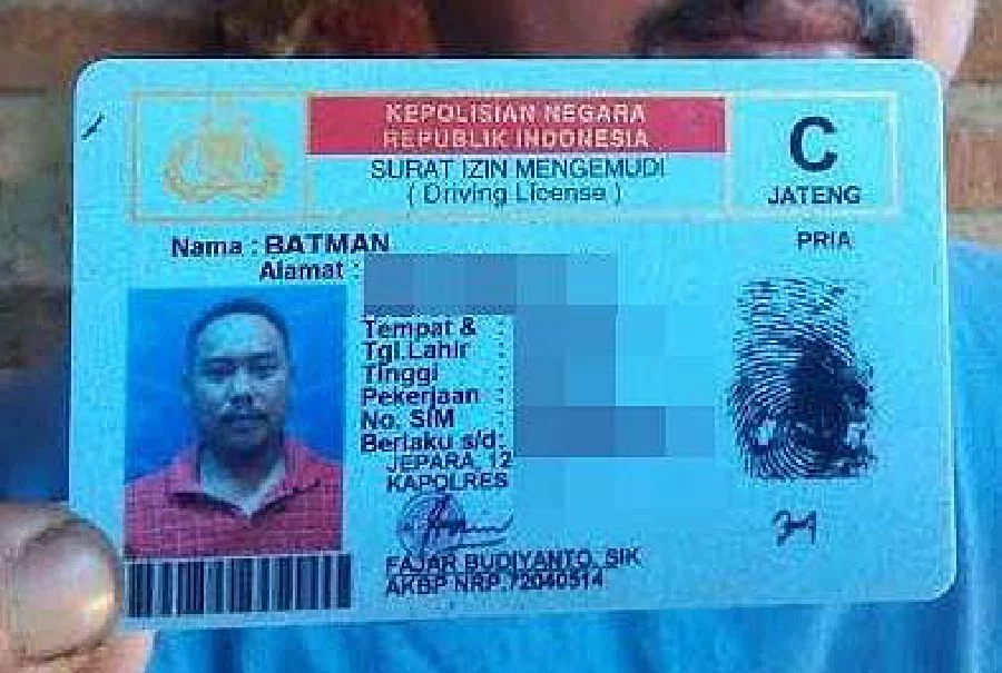 Kumpulan Nama-nama Unik di Surat Izin Mengemudi Indonesia