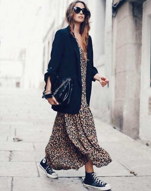 10 Mix and Match Dress and Sneakers Ideas, Feminine Sporty Style