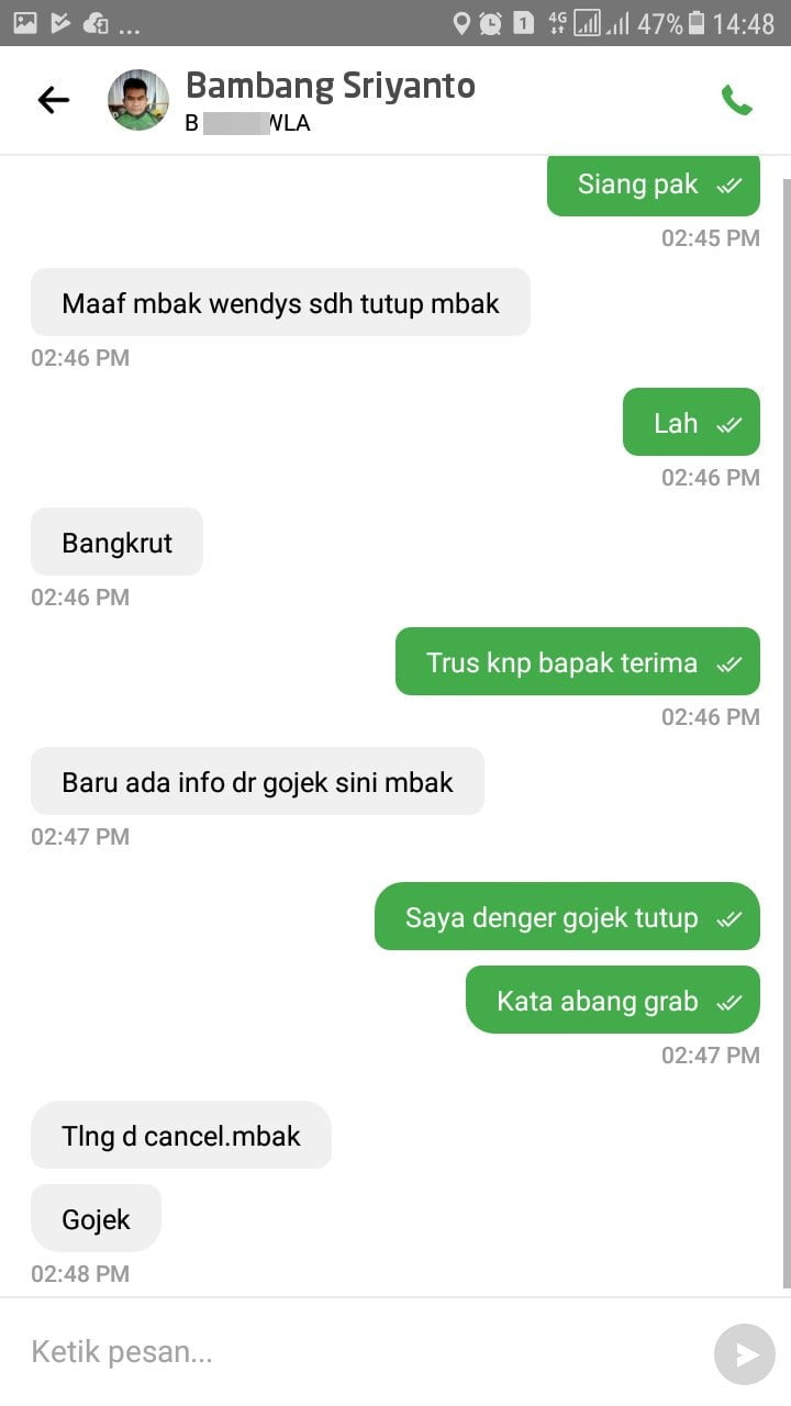 10 Chat Pengemudi Ojek Online Minta Cancel Bikin Auto Jengkel