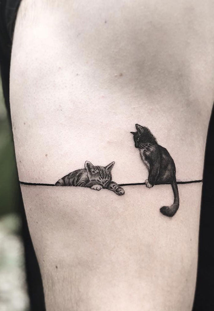 Menggemaskan 10 Potret Desain Tato  Keren Bertema Kucing  