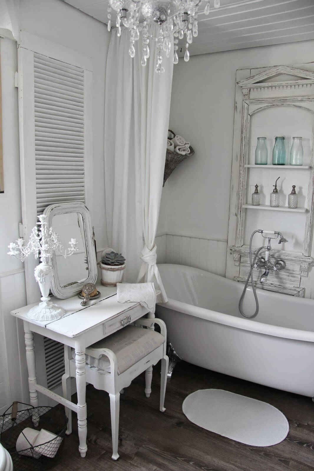 Bikin betah di kamar mandi, 10 Ide Dekorasi Shabby Chic untuk Kamar Mandi