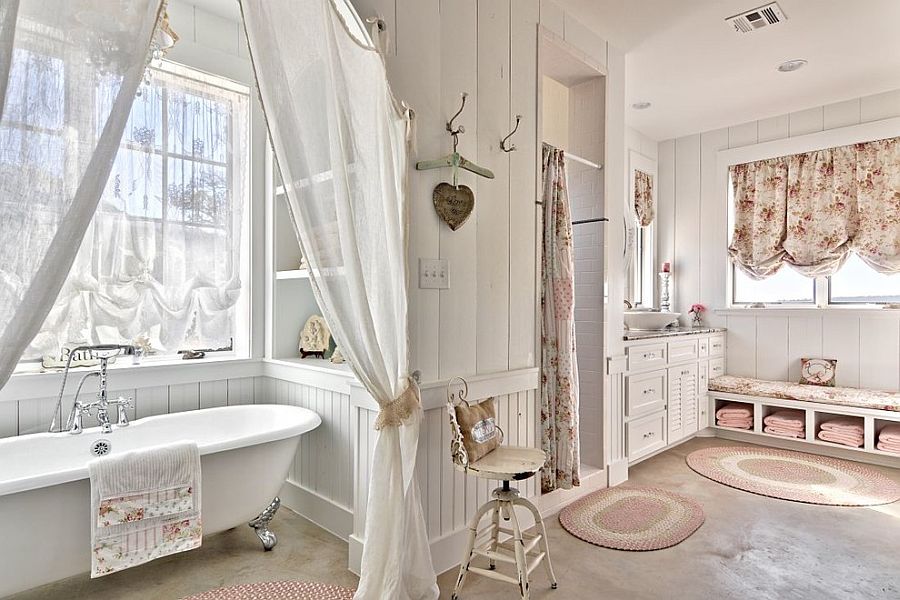 Bikin betah di kamar mandi, 10 Ide Dekorasi Shabby Chic untuk Kamar Mandi