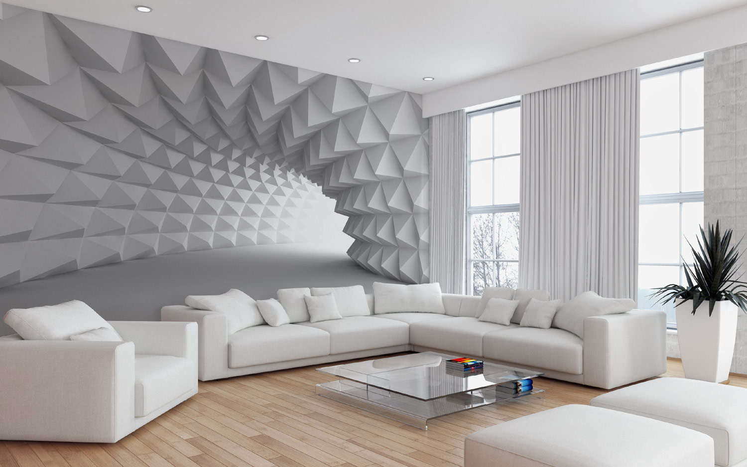 10 Contoh Wallpaper 3D Mewah untuk Ruang Tamu, Seperti Aslinya