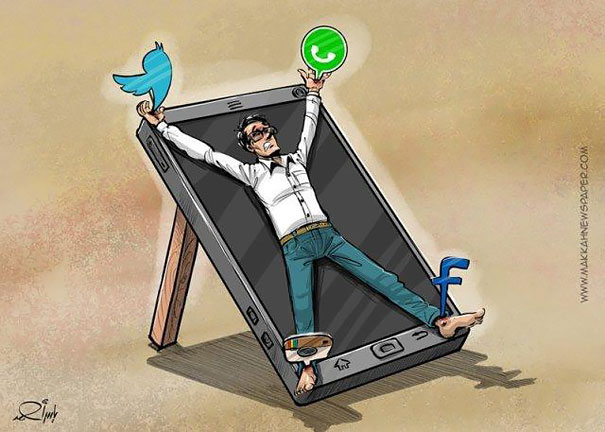 Miris, 10 Ilustrasi Satir Dampak Penggunaan Ponsel yang Berlebihan