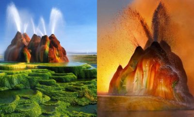 Uniknya Fly Geyser, Air Mancur Fenomenal yang Memancar dari Batu Warna-warni