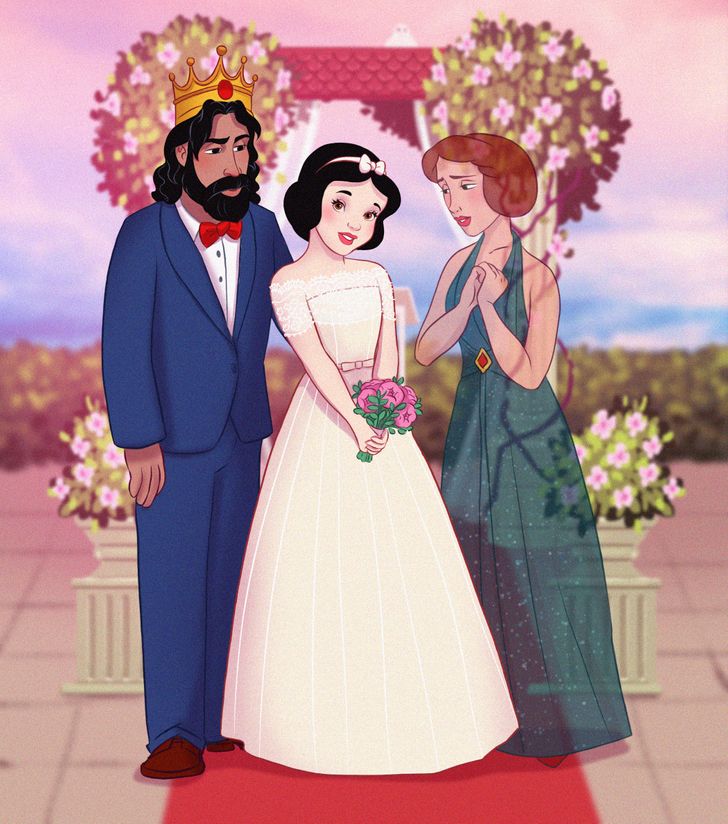 Harmonis, 10 Potret Pernikahan Princess Disney bersama kedua orang tuanya