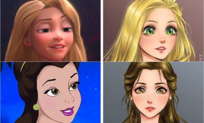 Kreatif, 10 Potret Putri Disney Digambarkan Seperti Anime