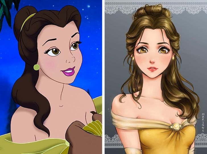 Kreatif, 10 Potret Putri Disney Digambarkan Seperti Anime