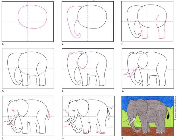 10 Cara Menggambar Gajah, Ada yang Sedang Duduk