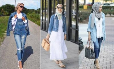 Trendy, 10 OOTD Jaket Jeans Hijab