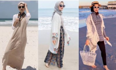 10 Inspirasi OOTD Hijab Ke Pantai, Gak Harus Terbuka