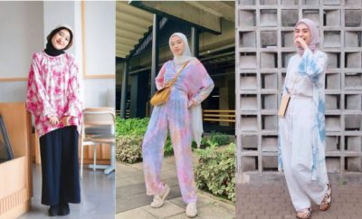 10 OOTD Baju Tie Dye Hijab, Kayak Pelangi