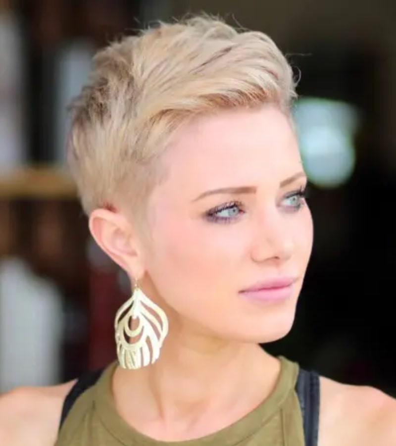 Pixie haircut with quiff
